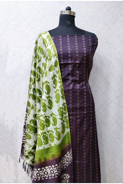 Magenta Semi Katan Silk Suit Fabric Set (SF59)